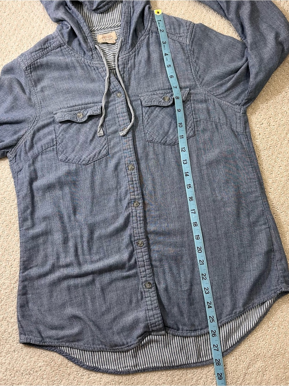 Boston Traders Lightweight Hooded Button Up Striped Lining Casual Coastal Medium - Picture 6 of 8